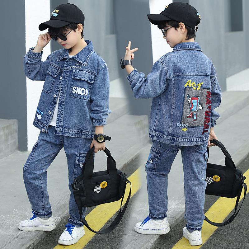 Boys' Trendy Denim Two-Piece Set - Spring & Autumn 2025