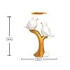 Ceramic Couple Birds Statue for Home Decor - Aesthetic Showpiece - Decorative Sculpture for Home Decor & Office Decor - 18x3x22 CM, White and Gold