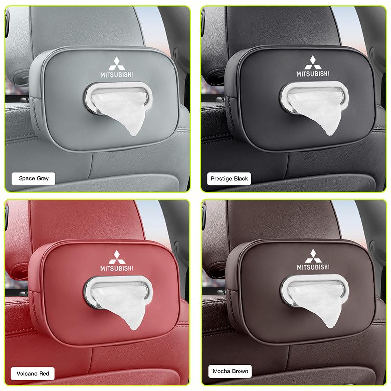 Car Tissue Box Holder Leather Car Armrest Napkin Case Sun Visor Backseat Bag For Mitsubishi Pajero I200 Space Delica Triton Star HZ8