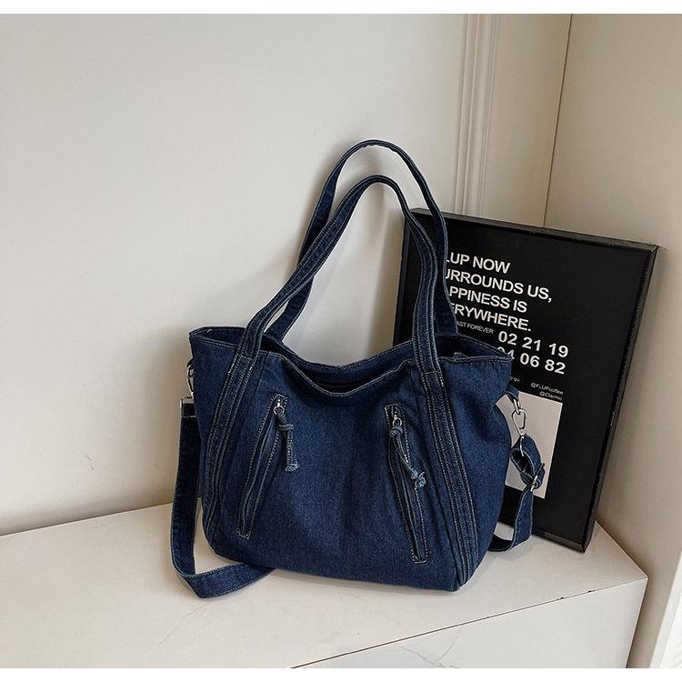 

2025 spring new women s bags versatile solid color soft-faced underarm bags large-capacity tote bags women s fashion messenger bags темно-синий