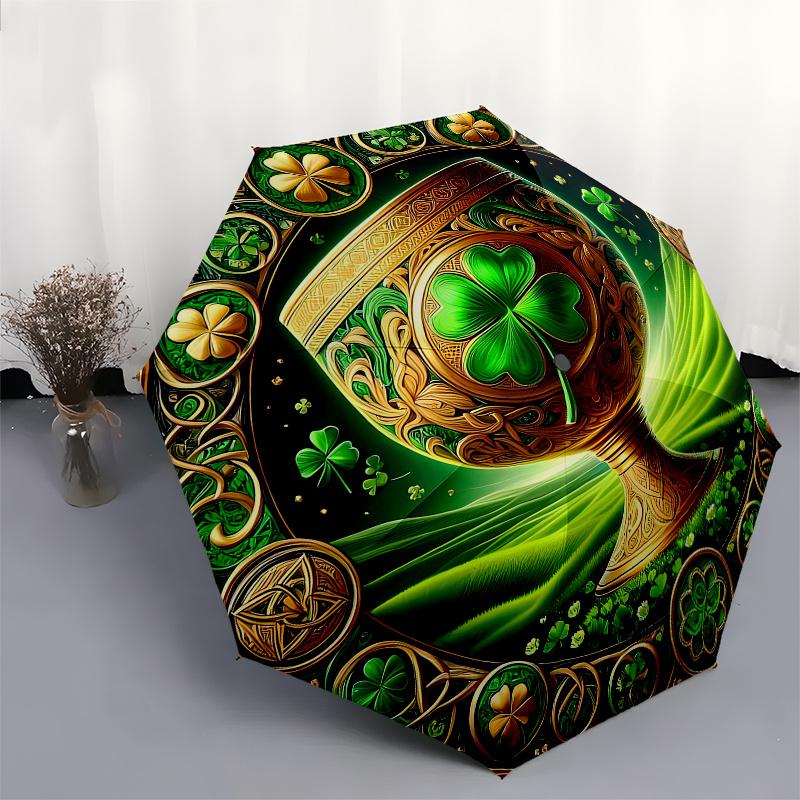 Four-Leaf Clover Ornament: Luck in Every DetailUmbrella, Portable 3-Fold Compact Umbrella for Men & Women Gift