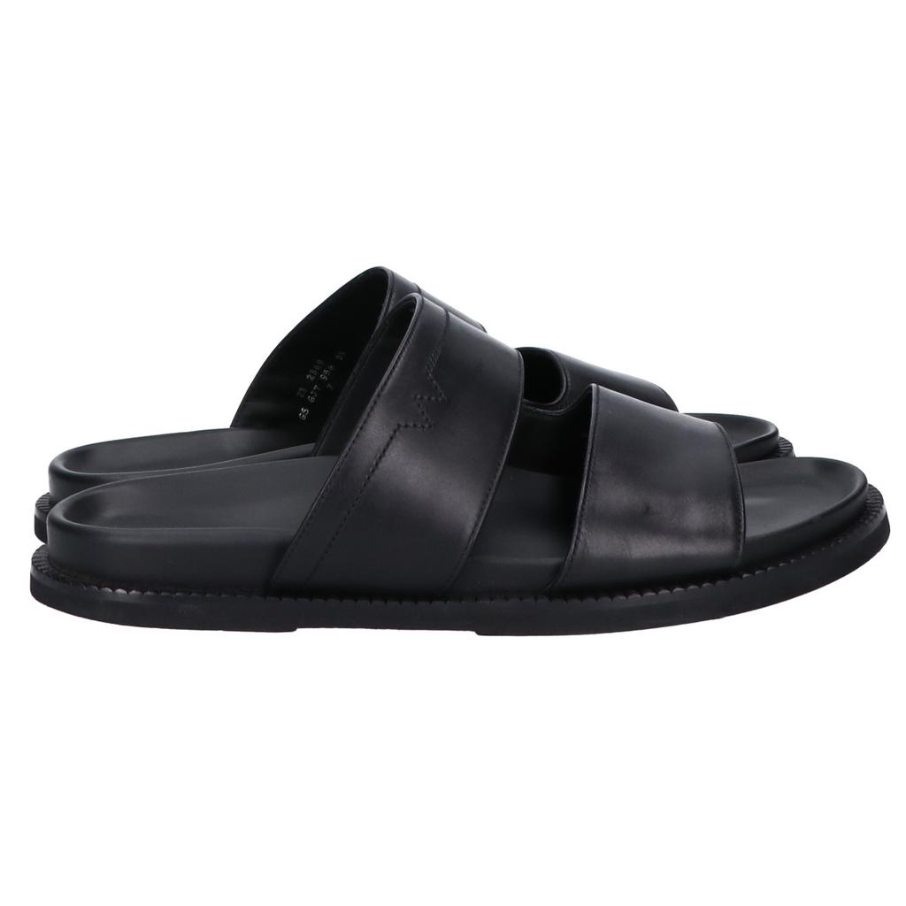 J.M. WESTON Excellent Condition 956 Leather Double V Anatomical Mules In Black Soft Calfskin Shoes 7 blackUsed