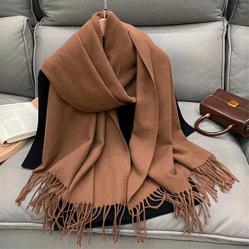 Luxury Solid Cashmere Scarf Women Winter Tassel Shawl Pashmina Big Size Handkerchief Lady Soft Outdoor Windproof Ski Bufanda