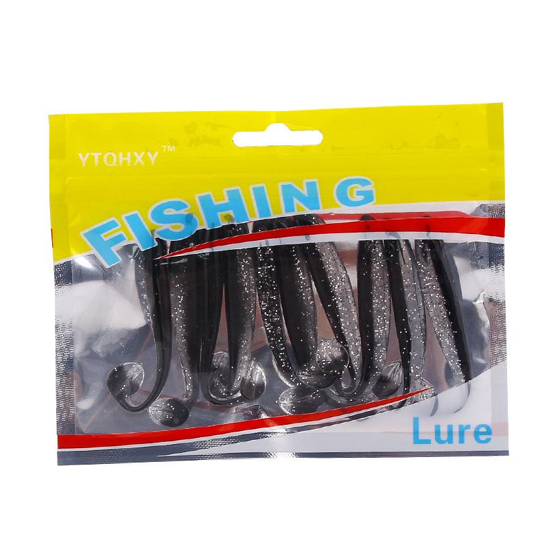 10 sztuk/paczka Przynęta wędkarska 5,5 cm/1,6 g Dwukolorowa przynęta w kształcie litery T Miękka przynęta Akcesoria do przynęt wędkarskich