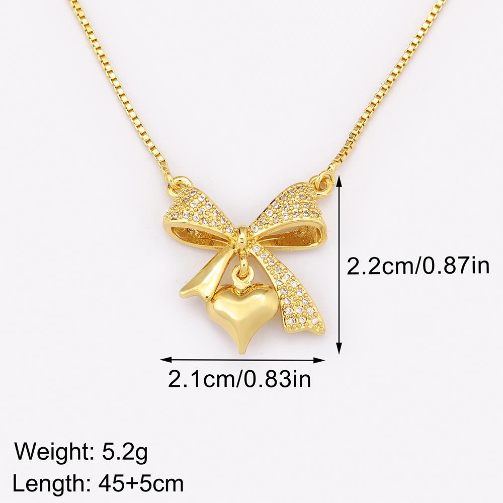 Nidin Korea Popular Bowknot Shape Shine Zircon Fine Pendant Necklace 7 Styles For Female Fashion Cute Chain Choker Jewelry Gifts