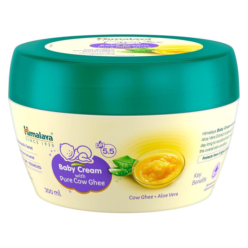 Himalaya Baby Cream with Pure Cow Ghee & Aloe Vera, 200ml, Moisturizing Sensitive Skin Care