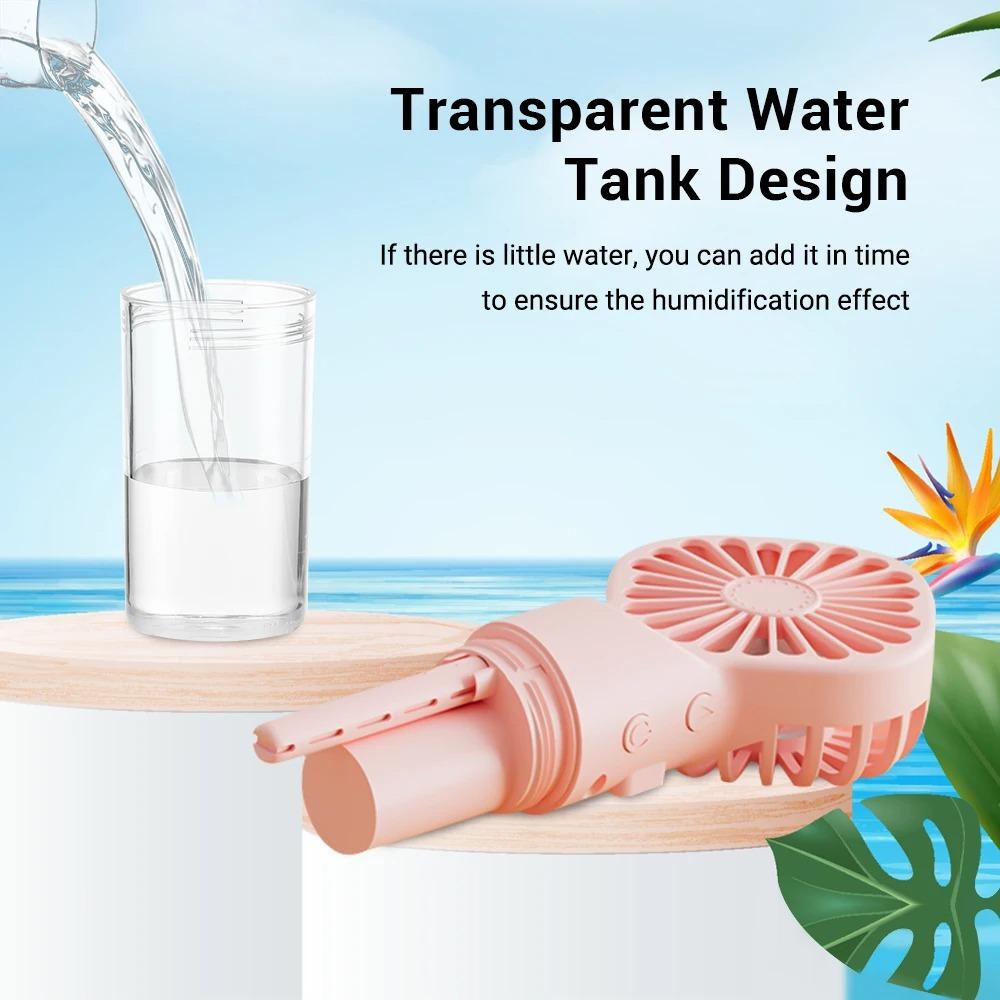 Přenosný zvlhčovač vzduchu Mini ruční mlžný ventilátor Přenosný dobíjecí ruční ventilátor s USB a zvlhčovačem Mini vodní rozprašovač Ruční ventilátor