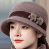 Windproof Floral Decor Hat Warm Knit Basin Cap Fashion Middle-aged Elderly Bucket Hat  Winter