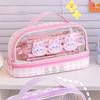 Waterproof Pencil Pen Case Cartoon Cute Transparent Stationary Bag with  for School Students M