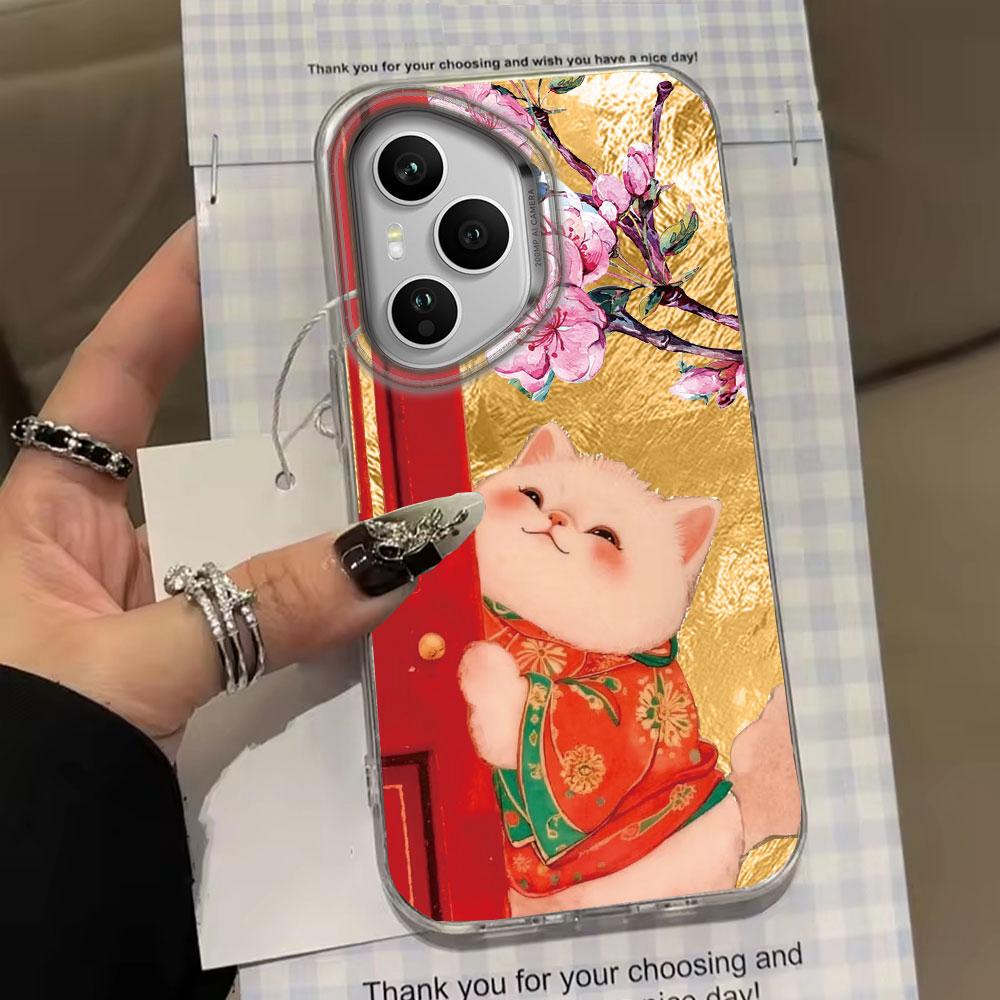 Retro Lucky Cute Cat Flower Phone Case for Honor 400 200 90 Smart Pro Magic7 6 5 70 Lite X9a X9c X9b X8b X8a X8c X7c X6c Cover