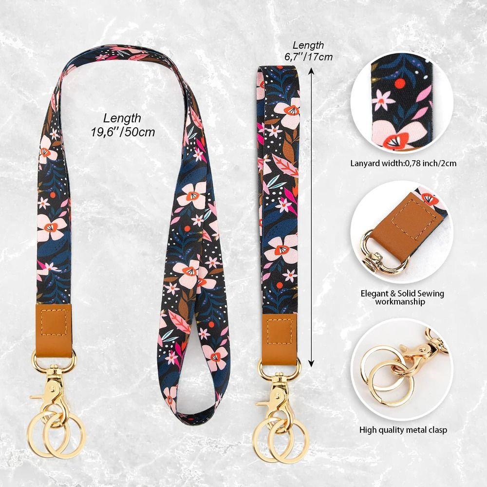 Flowers Pattern Flowers Lanyards Adjustable Credit Card Holder Gift Id Badge Holder  Office