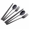 Do Buy Korean Cutlery Set for 2, Chopsticks, Spoon, and Fork, 18-8 Stainless Steel with a Mirror Finish, Black