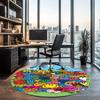 Mr. Men and Little Miss Printed Round Rug Carpet Chair Rug Area Rug Entryway Doormats,for Office Chair Living Room Bedroom Kitchen Room.