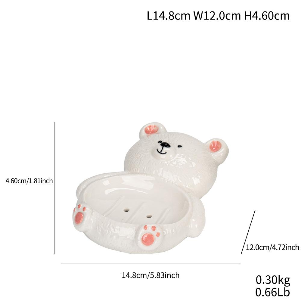 Simple And Creative Soap Water Filter Rack Cute Bear Soap Dish Ceramic Home High-End Decorative Ornament