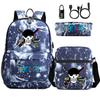 Large Capacity Schoolbag with Shoulder Strap; Student Three-piece Pencil Case Set