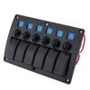6‑Gang Rocker Switch Panel 12V 24V Blue Light IP65 Waterproof for Boats Ships Cockpits SUV Trucks