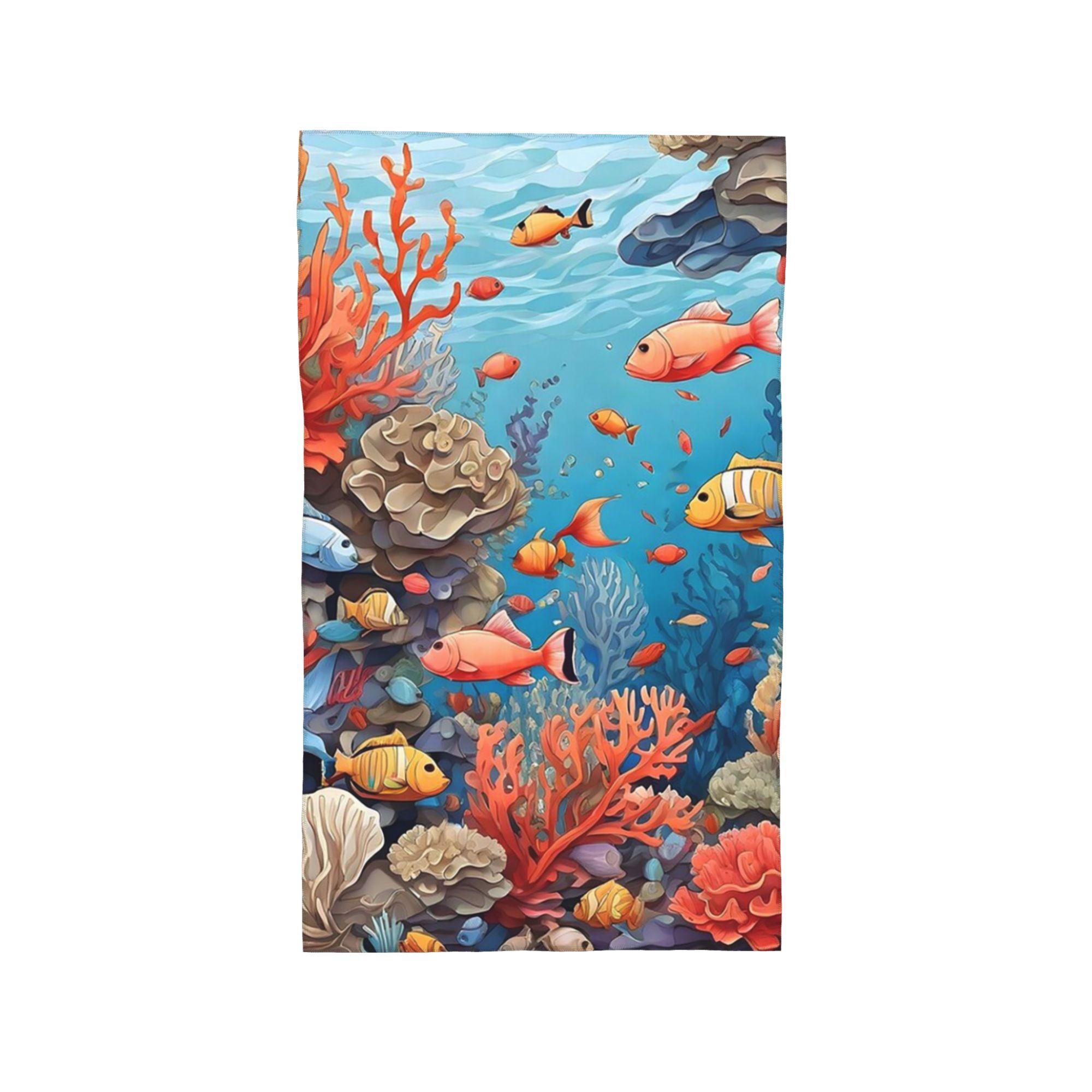 

Coral Reef and Fishes Seamless Pattern Soft Face Towel Quick Dry Pool Bath Cotton Towels Breathable W40*H60(CM)