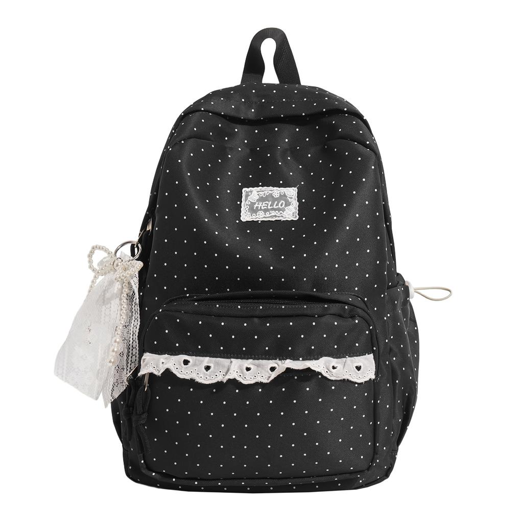 Schoolbag Japanese milk blue wave point girl backpack atmosphere lace lace gentle sweet sister travel photo small backpack