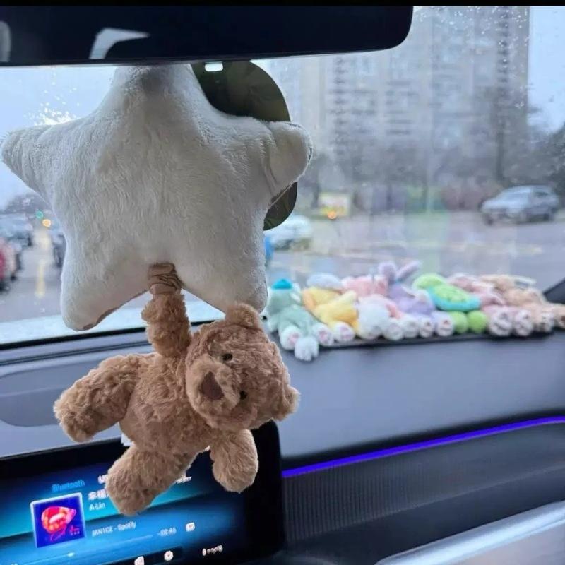 In Stock Cute Ring The Bell Five Pointed Star Shape Bear Rabbit Soft Doll Hanging Toys Bed Decorative Pendant Car Interior Gifts