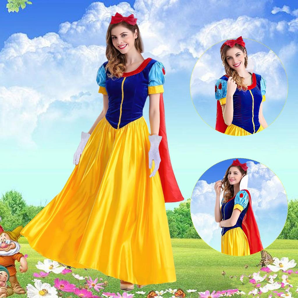 Snow White Dress, Cosplay, Girls' Dress, Adult Costume, Disney Princess Dress, Birthday Gift (Yellow, Adult Size M) [Used]
