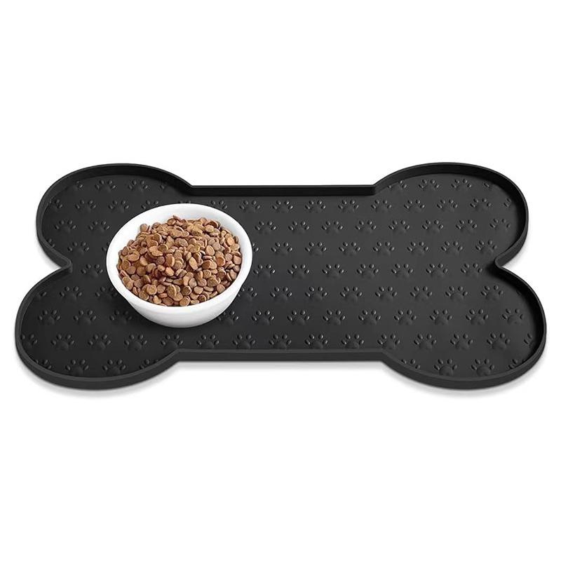 Funny Bone Shapes Silicone Dog Feeding Mat Non-Slip Waterproof Washable Pet Placemat with Powerful Suction Perros Accesorios