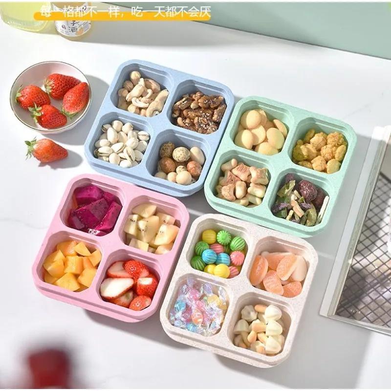 4 Cells Salad Container for Lunch Kids Reusable Food Prep Containers Lunchable Kids Snack Container for School Work and Travel