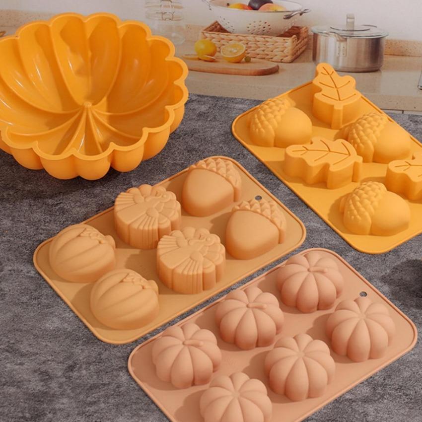 1 Pcs Pumpkin Cake Silicone Mold DIY Pinecone Biscuit Candy Pudding Baking Tool Tree Leaf Candle Soap Mould