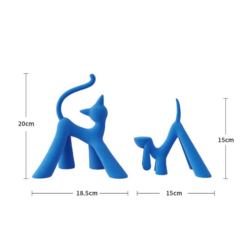 

Plush Cat and Dog Statues Desk Decoration Ornaments Creative Abstract Geometric Animal Resin Sculpture Room Aesthetic Decor синий