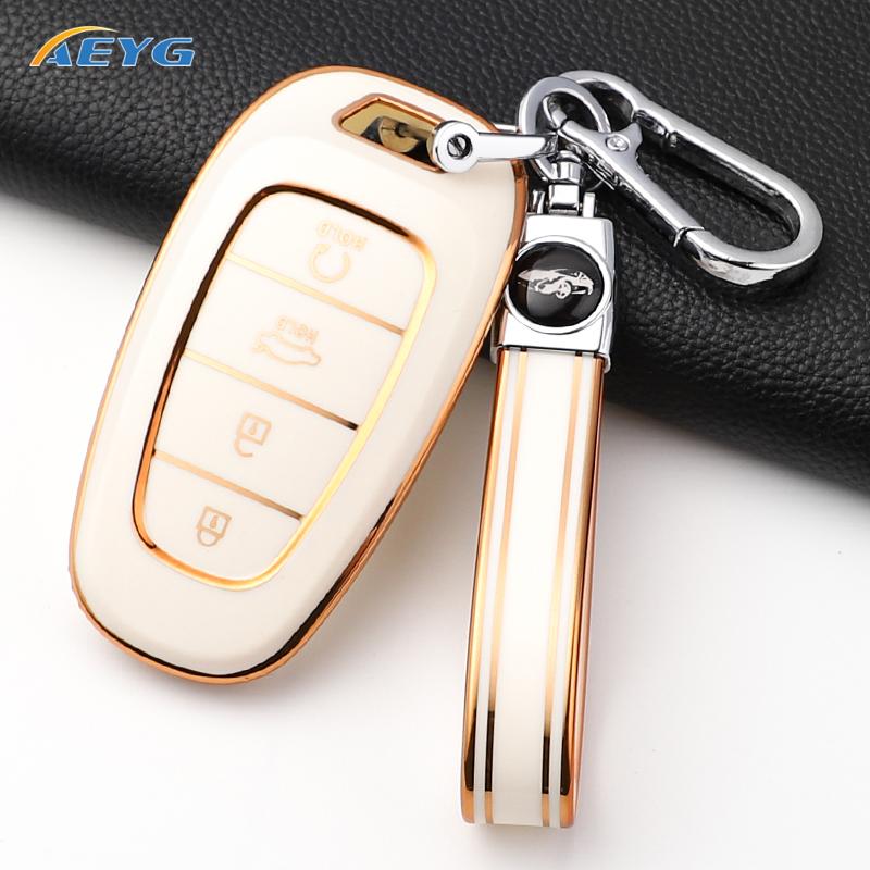 Fashion Soft Tpu Car Key Case Cover Shell For Hyundai Santa Fe Tucson Nexo Nx4 Atos Prime Solaris Key Fob Accessories