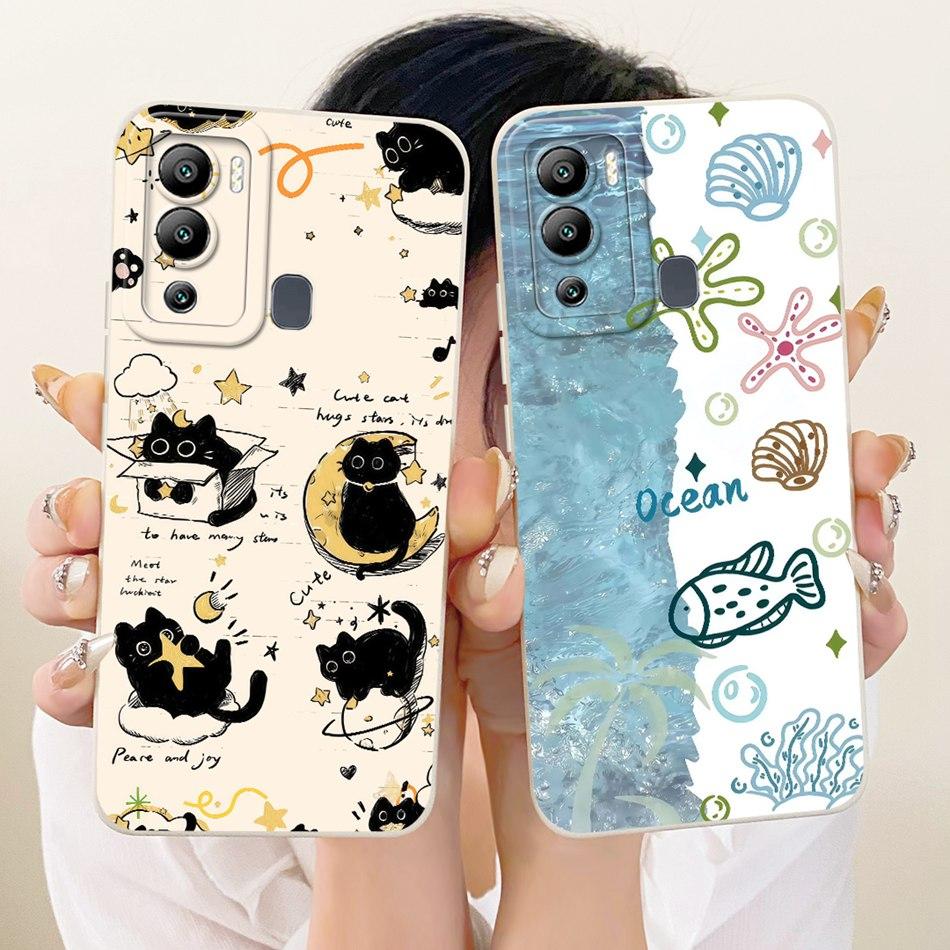 For Infinix Hot 12 12 Play Cute Cat Flower Cartoon Phone Case For Infinix Hot12i Hot 12Play Shockproof Soft Silicone Bumpers