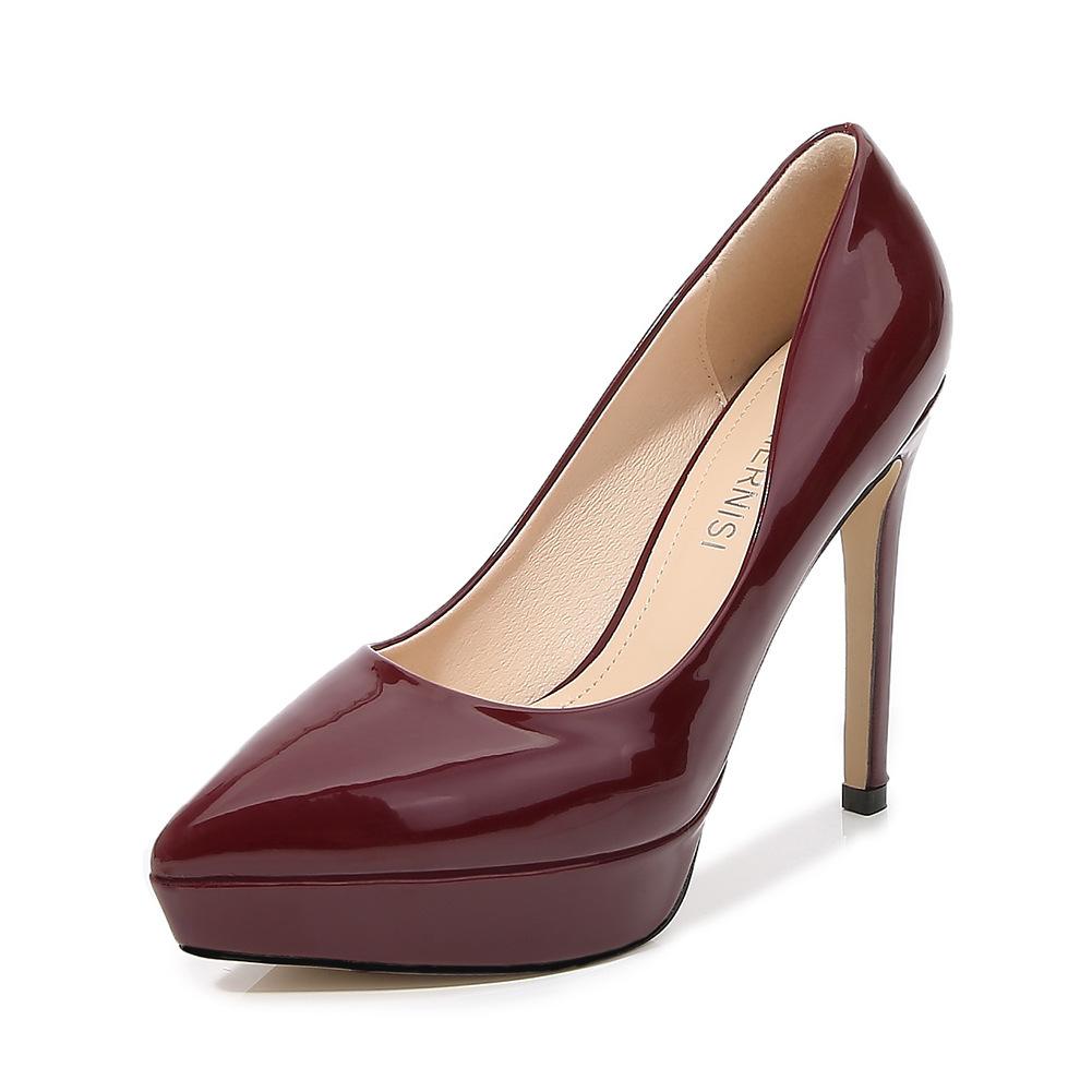

Pointed catwalk fashion single shoes professional stiletto high heels large size source direct supply 39 вина червоного кольору