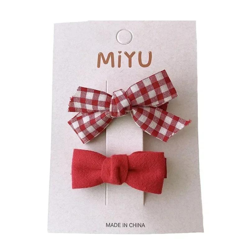 2pcs Red Color Baby Girl Hair Clip Christmas Series Bow Floral Children's BB Clip Cute Hair Accessories Sweet Hair Clip