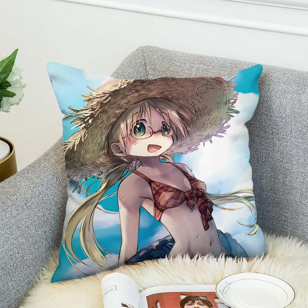 M-Made In Abyss Pillow Case For Car Sofa Decorative Home Double-sided Print Plush Square Throw Pillow Cushion Cover