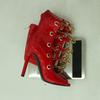 Fashion Summer Rivet Chain Fish Mouth Women Cool Boots Sexy Red High Heel Sandals Dress Party Over Knee Motorcycle Boots Size 34-48