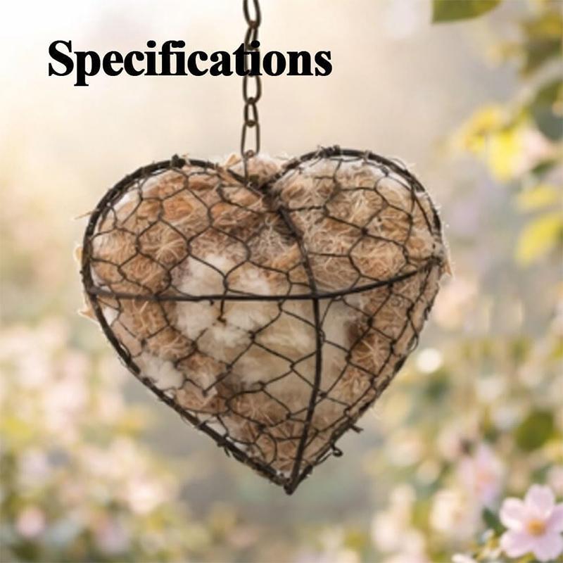 Nesting Bird Heart Outdoor Yard Art Handmade Fiber Bird Nesting Heart Birds Nests Material Holders Outdoor Courtyard Art