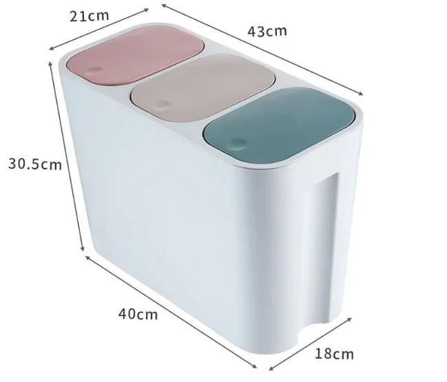 European Style Kitchen Trash Can - Household Bin with Lid, Dry & Wet Separation for Garbage Classification, Suitable for Living