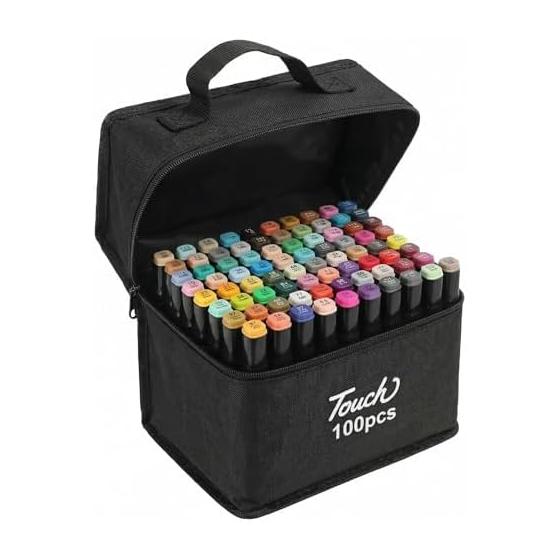 Illustration Marker, 100 Color Set, Alcohol Marker, Marker Pen, Oil-based, Double-headed (Bold, Brush Tip), Supervised by Professional Painters,