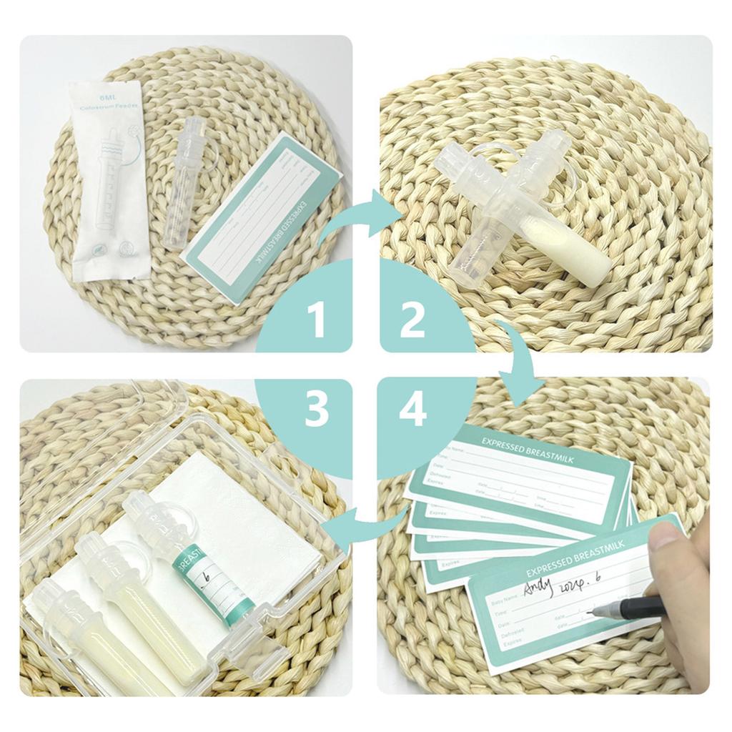 Set of 6pcs Colostrum Container Tube for Newborns Feeding BPA Free Breast Milk Collector Case Baby Feeding Dropper