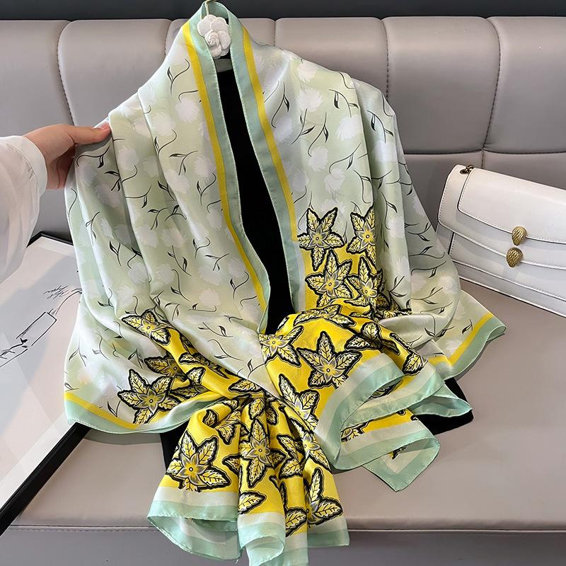 180X90Cm Luxury  Fashion Summer Women Soft Silk Scarves Female Shawl Foulard Ladies Muffler Beach Wrap Bandanna Pareo Beach