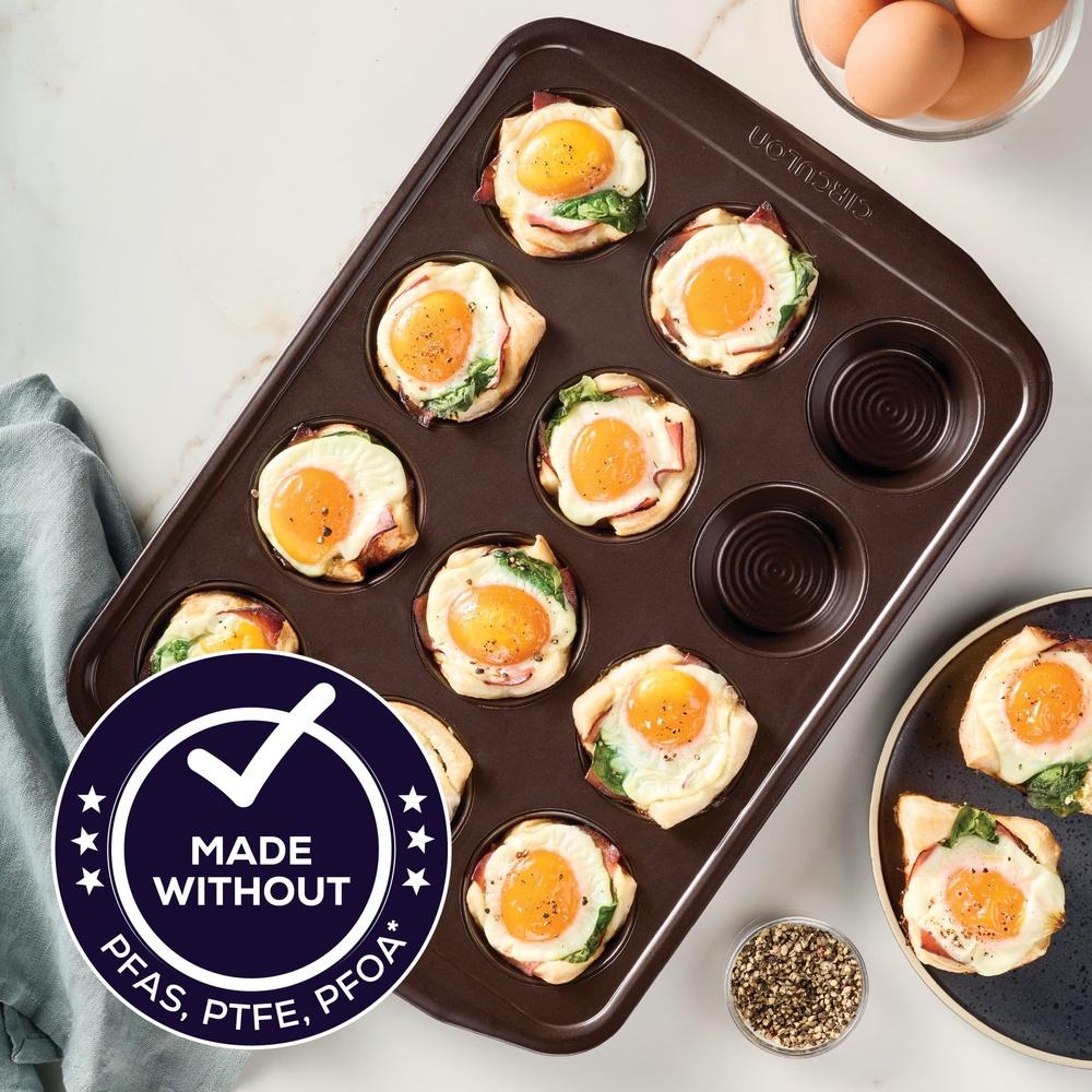 Nonstick Muffin Pan 12-Cup Bakeware Heavy Gauge Steel Durable Nonstick Surface Easy Release Wide Handles Oven Safe 450F