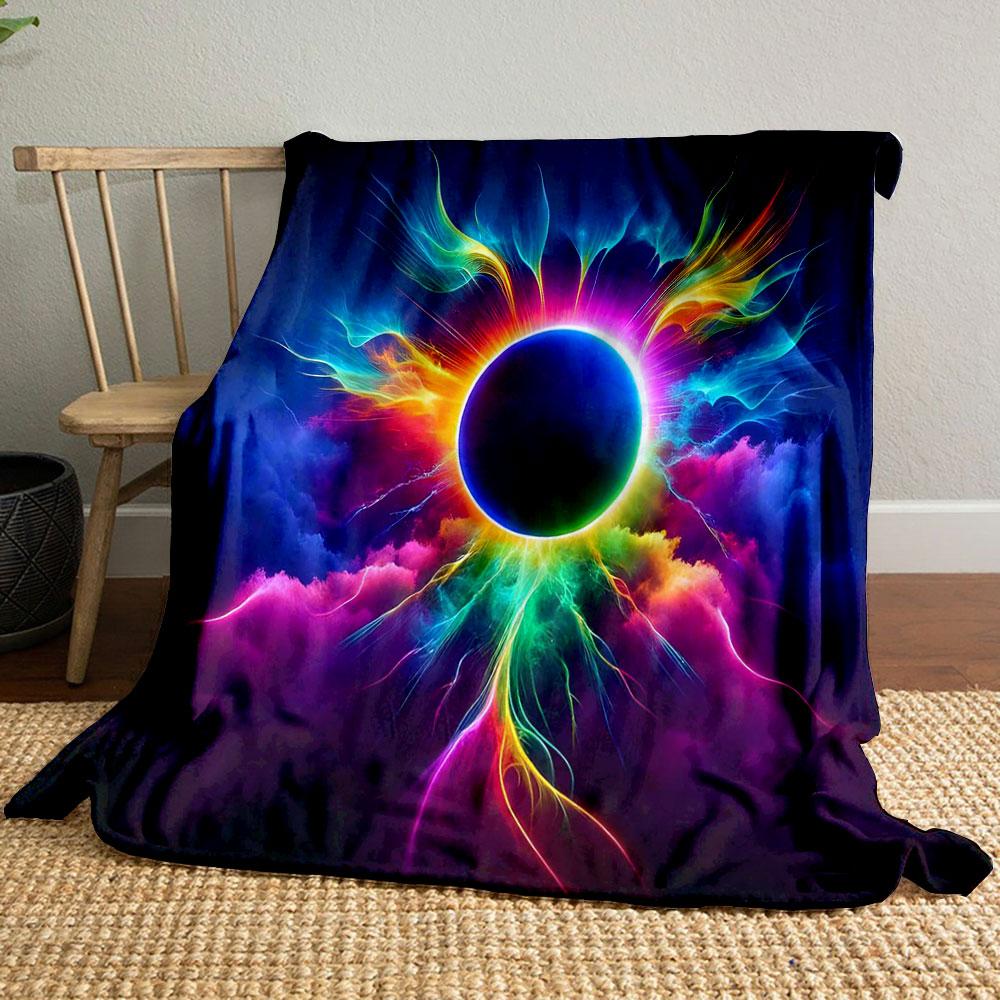 Neon Eclipse Burst Print Blanket Soft and Cozy Perfect for the Living Room Bed Sofa or a Nap,gift