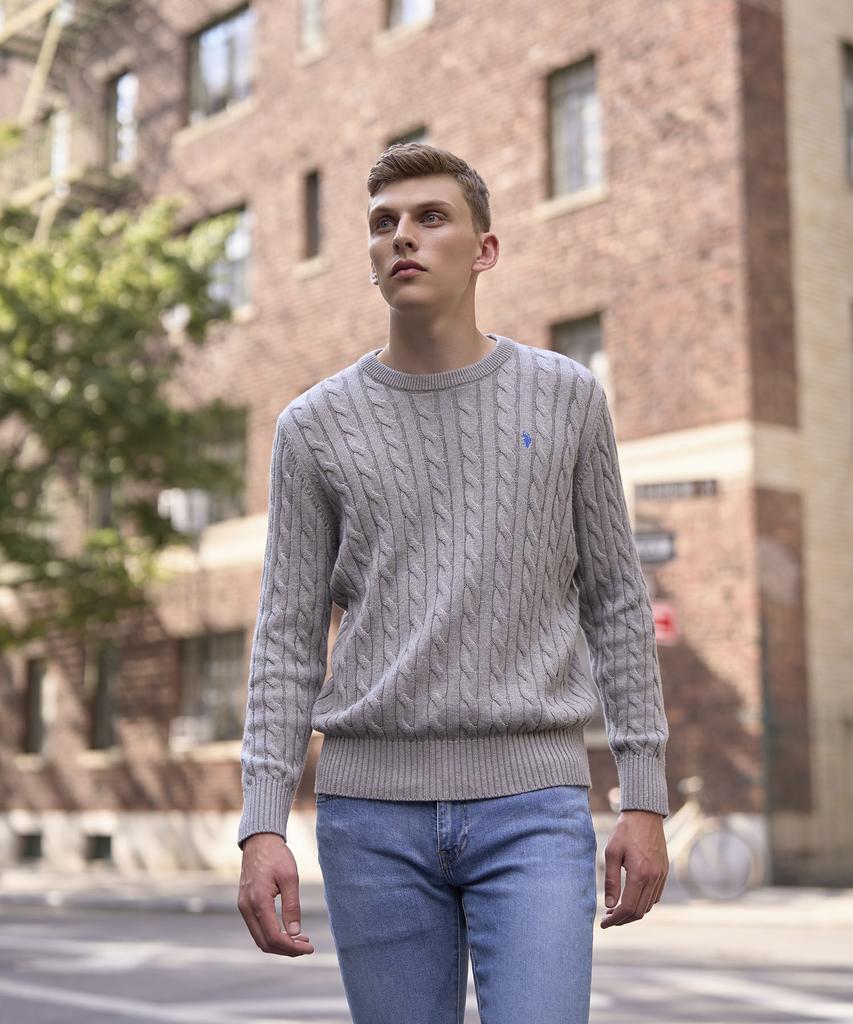 USPOLOASSN Cable Round Knit_Melange Grey