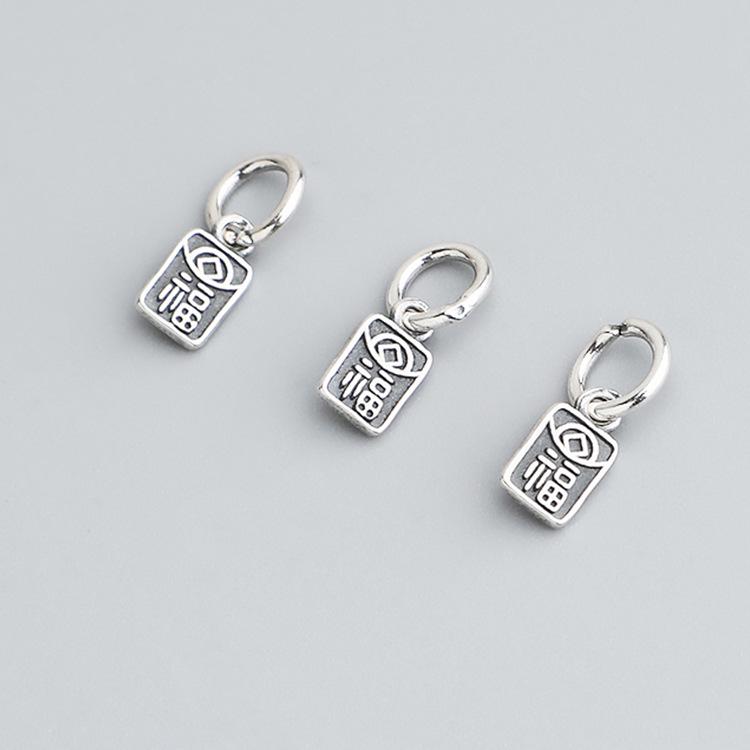 Mini Fu Character Pendant: S925 Sterling Silver for DIY Jewelry