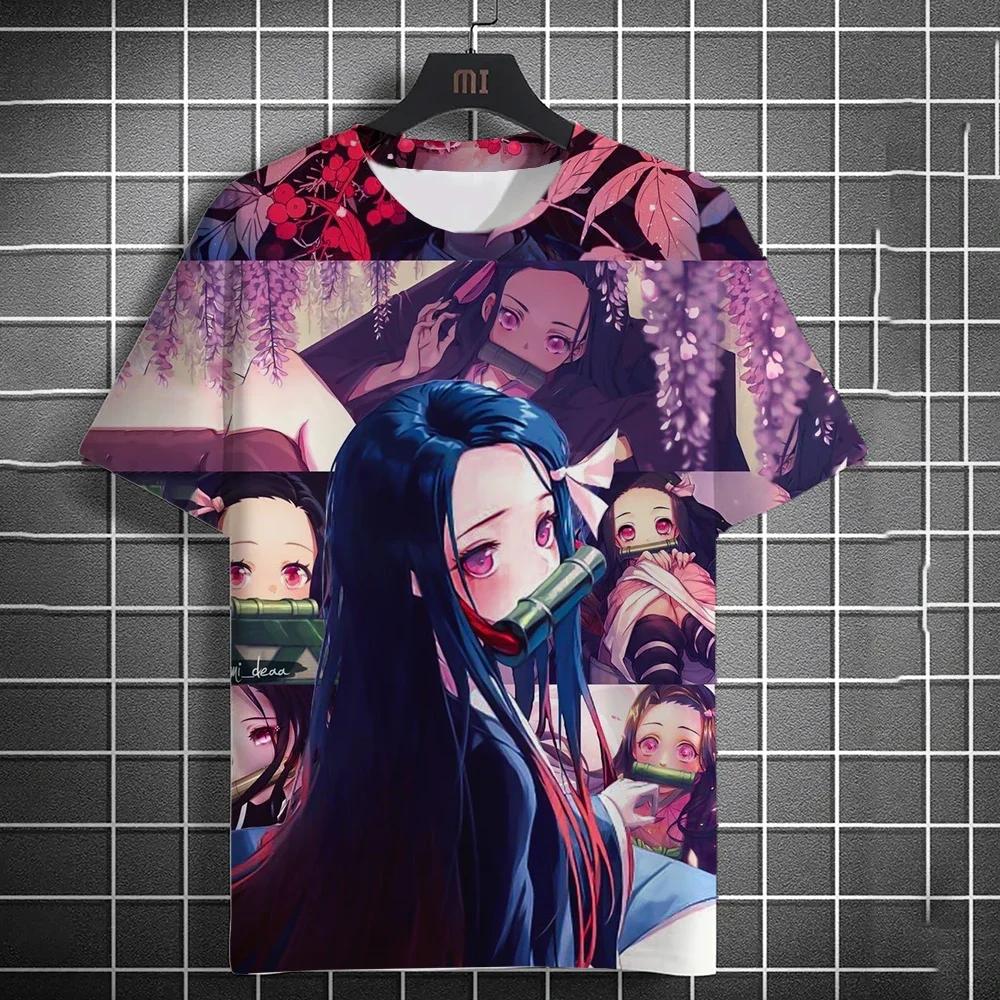 Kamado Nezuko 3D Men's Anime Printed Fashion Casual Short Sleeve T-Shirt Home Clothes Anime Summer Short Sleeve High Quality T-Shirts