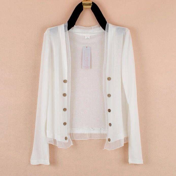 Women's Lightweight Summer Knit Cardigan with Lace Trim, Sun-Protective, Plus Size, Long-Sleeve Outerwear