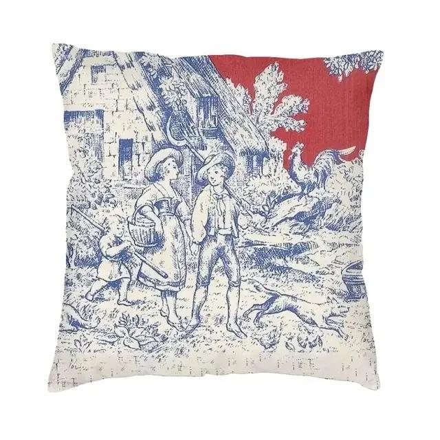 Home Decor Vintage Country Scenes Printed Pillow Covers Pattern Cushion Cover Suitable for Sofa Bedroom Car Pillow Cover