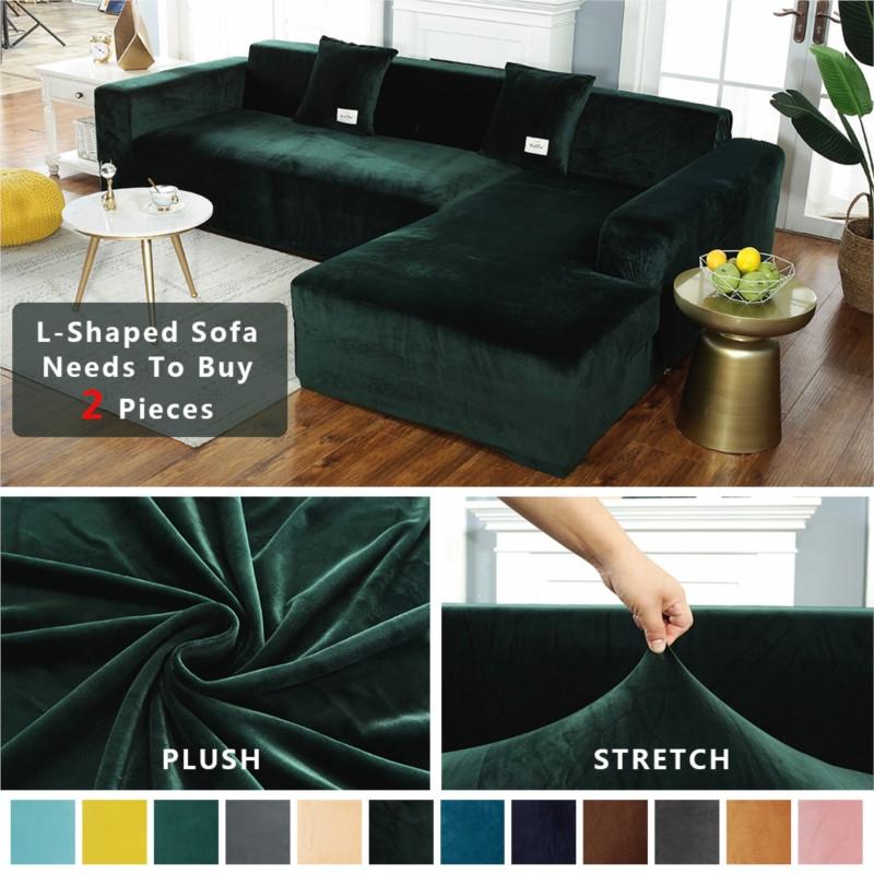 Velvet Fabric Sofa Covers For Living Room Plush Stretch Sofa Slipcover Thick Embossing Couch Cover Cold Protection Sofa Cover