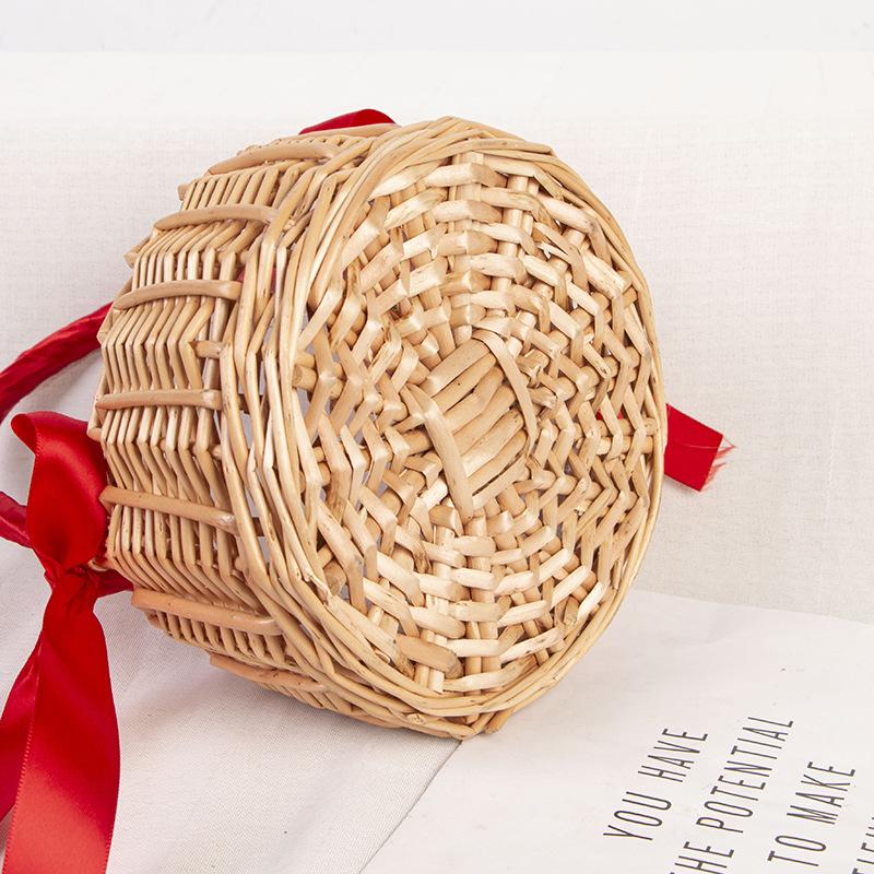 1Pcs Woven Flower Basket Rattan Storage Basket Handmade Organizer Rustic Storage Rack for Entryway Shoes or Toys