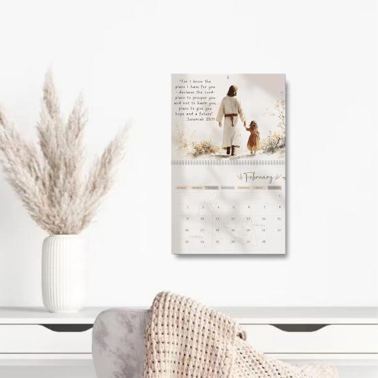 2025 Jesus Wall Calendar Religious Artwork Wall Calendar Bible Verses Hanging Monthly Calendar for Christ Lovers