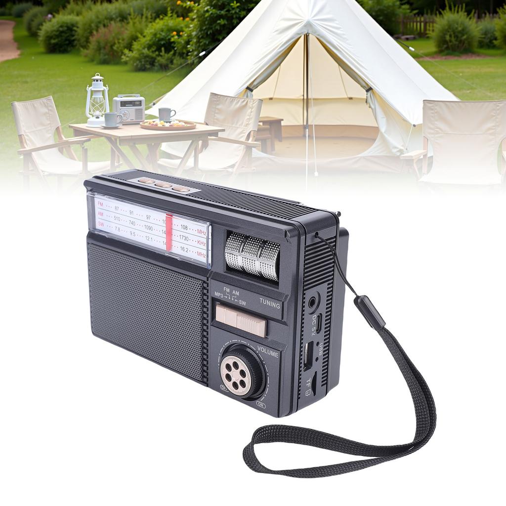   Solar Radio Portable AM FM SW Radio Support Rechargble Battery and Solar Panels Power Supply for Camping Outdoor Activities